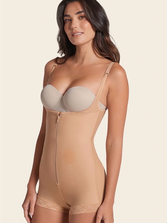 Leonisa Other - Beige Firm-Shape High-Waist Bodysuit with Front Zip Lift post op